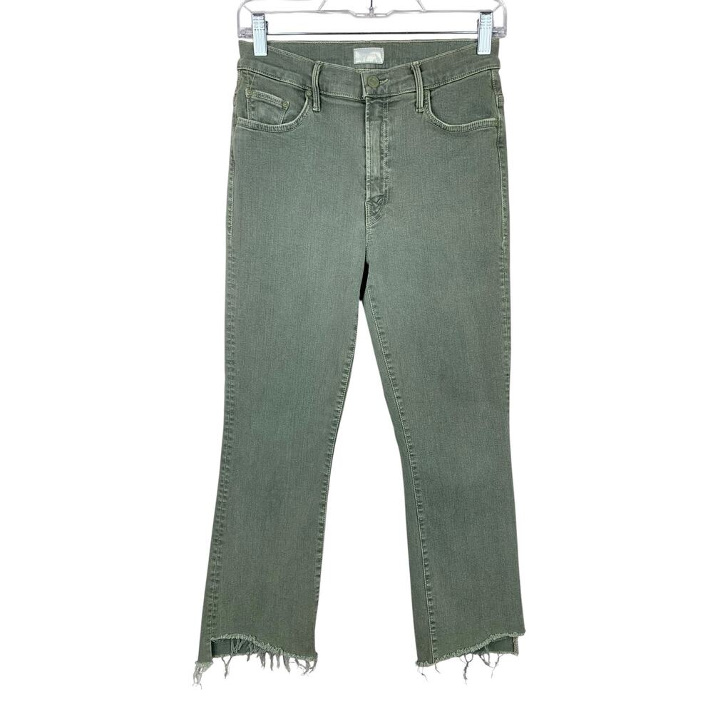 Mother Insider Crop Step Fray Jeans Faded Army Green Denim Women's 28